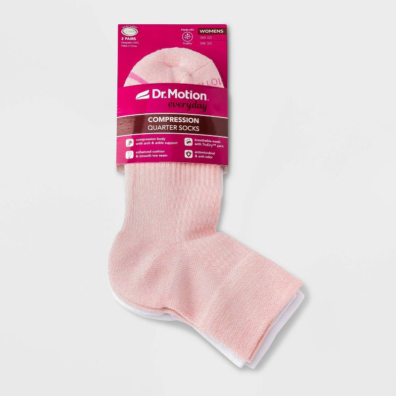 Dr. Motion Women's 2pk Mild Compression Quarter Cotton TruDry Socks - 4-10, 3 of 4