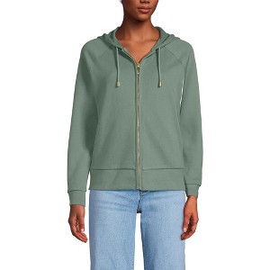 Lands' End Women's Serious Sweats Relaxed Long Sleeve Full Zip Hoodie Sweatshirt - 1 of 3