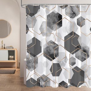 Grey Modern Shower Curtain for Bathroom, Gray Geometric Art Decor Waterproof Bath Curtain 70.8x70.8 Inch - 1 of 1
