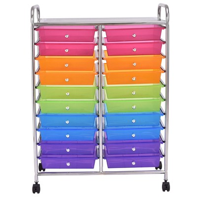 Tangkula 20-Drawers Rolling Storage Cart with Organizer Top
