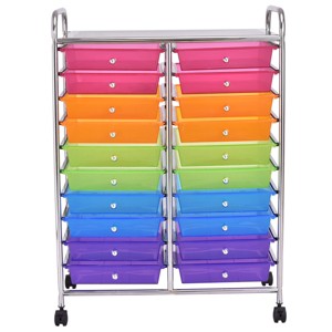 Tangkula 20-Drawers Rolling Storage Cart with Organizer Top - 1 of 4