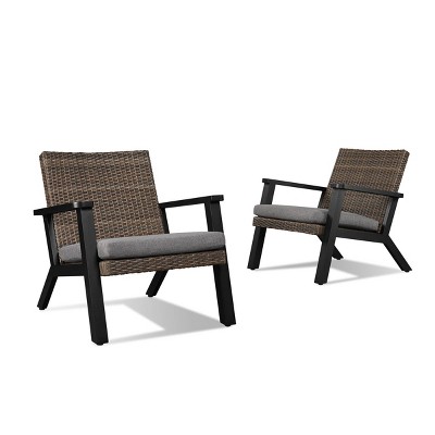 2pk Norwood Patio Accent Chair Black -Real Flame