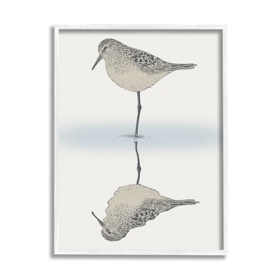 Stupell Industries Tranquil Sandpiper Bird Reflection Framed Giclee Art
