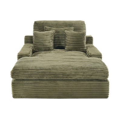 Dolonm 75" Deep Seat Lazy Sofa: 4 Plush Pillows, High-Resilience Sponge, Luxe Corduroy for Living Room/Office-6 Colors