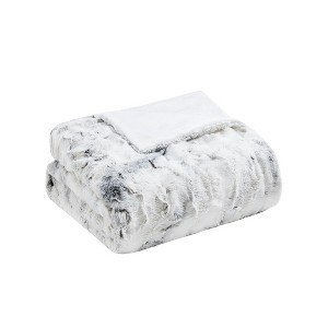 Gracie Mills Porfirio Oversized Marble Print Faux Fur Throw Blanket - 1 of 3