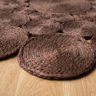 Handmade Round Brown Jute Non-slip Area Rug, 3'0" x 3'0"