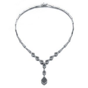 Guili CZ Sterling Silver Black & Rhodium Plated Micro Pave Dofee Teardrop Earrings, an elegant and stylish addition to any jewelry set. - 1 of 4