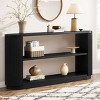 Modern Curved Fluted Entryway Console Table,Wood Grain Sofa Table with Open Shelves,Living Room Storage Display Table-Cuddlewood - 2 of 4