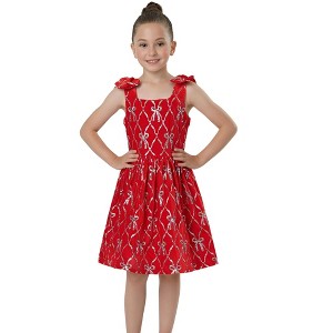 2Bunnies Girls' Christmas New Year Holiday Party Velvet Sequin Bow Dress - 1 of 4