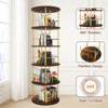 5 Tier Rotating Bookshelf, 360° Display Round Spinning Bookshelf, Wood & Metal Stackable Spinning Bookshelf Tower - 4 of 4