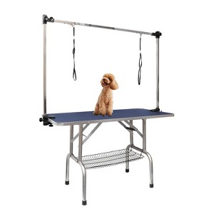 46" Dog Grooming Table,Foldable Home Pet Bathing Station with Adjustable Height Arm/Noose/Mesh Tray - 1 of 4