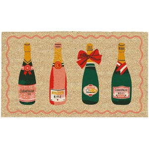 Design Imports Christmas Natural Coir Fiber Doormat, Non-Slip PVC Backing, Champagne - 1 of 4