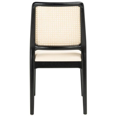 Black and White Upholstered Cane Back Side Chairs, Set of 2