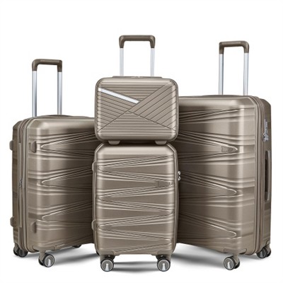 BEAFUP Luggage Set of 4(14/20/24/28), Hard Shell Lightweight TSA Lock Carry on Expandable Suitcase with Spinner Wheels for Men Women