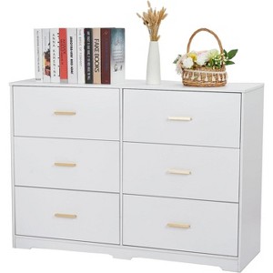 Dresser for Bedroom with 6 Drawers, Modern Closet Dressers Chest of Drawers with Metal Handle, Wooden Dresser Organizer - 1 of 4