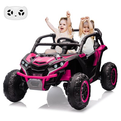 Ride on Car for Kids, 24V 2 Seater Powered Electric Off-Road UTV Toy,4WD Electric Vehicle with Remote Control,LED3 Speeds,Horn, Music