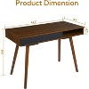 Walnut Modern Simple Home Office Desk, Mid Century Computer Writing Desk With Drawer, Solid Wood Legs, Open Storage Cubby - 2 of 4