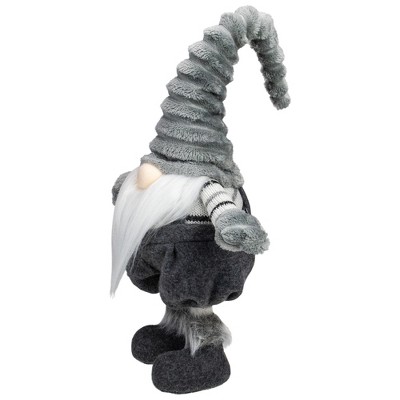 18" Gray and White Bouncy Gnome Winter Figurine