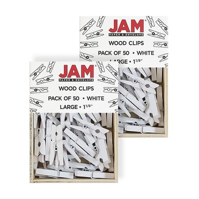 JAM Paper Wood Clip Clothespins Medium 1 1/8 Inch White Clothes Pins 2230719109A