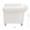 Kumasinova 84.65" Chesterfield Sofa with Rolled Arm, Modern PU Leather 3 Seater Sofa Couch, Upholstered Vintage Couch for Living Room - 3 of 4