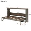 TIRAMISUBEST Twin Size Murphy Bed with LED Light, Wooden Folding Bed Frame with Storage Shelf & Vintage Handles - 4 of 4