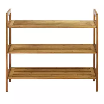 Wooden Shoe Bench With 3 Shelves Gray - Benzara : Target