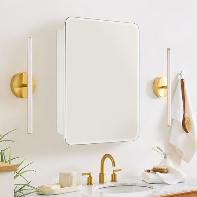 TEHOME 24'' x 30'' White Frameless Metal Medicine Cabinet with Mirror
