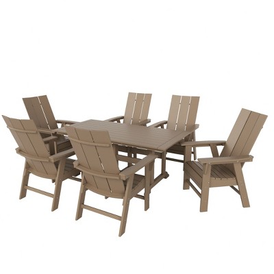 WestinTrends 7 Piece Outdoor Patio Dining Table and Modern Adirondack Armchair Set