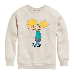 Boys' - Hey Arnold! - Distressed Arnold Graphic Long Sleeve Fleece Sweatshirt - 1 of 4