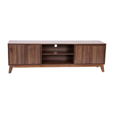 70" Haisley Mid-Century Modern TV Stand for TVs up to 65" with Adjustable Shelves Dark Walnut - Taylor & Logan