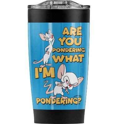 Pinky And The Brain Pondering Steel Tumbler 20oz Coffee Travel Mug