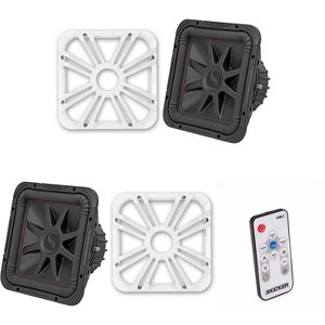 Kicker (2) 45L7R124 L7R 12-Inch (30cm) Subwoofer, Dual Voice Coil, 4-Ohm w/ White LED Grill & Remote Bundle - 1 of 4