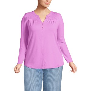 Lands' End Women's Long Sleeve Lightweight Jersey Notch Neck Tunic Top - 1 of 3