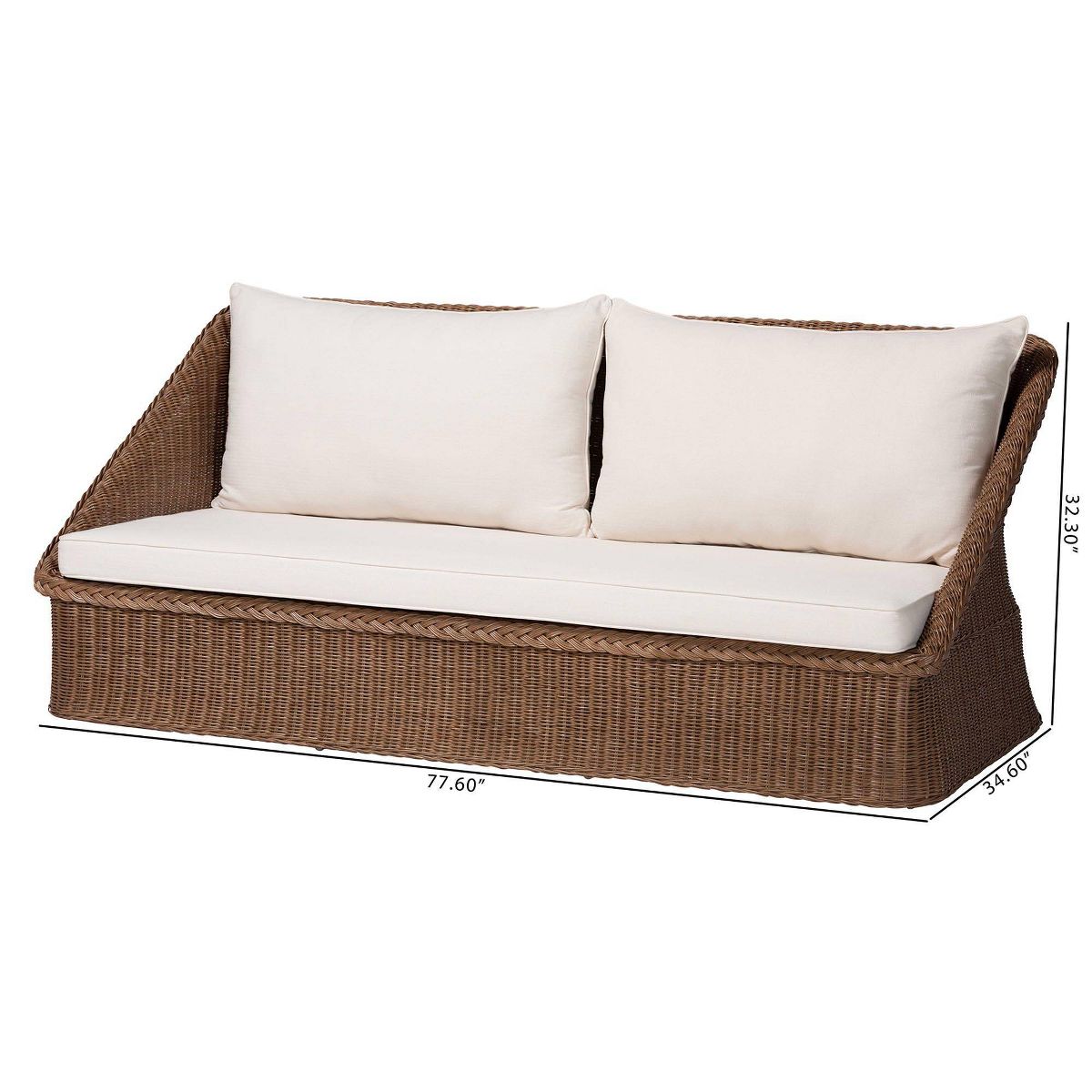 bali & pari Derris Bohemian Braided Rattan Sofa Peanut Brown - thumbnail 9