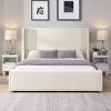 KWPZQEB Queen/King Size Fabric Bed Frame with Upholstered Tall Headboard, Bedroom Soft Bed with Wooden Slats Support, Easy Assembly, Noise Free, White - 2 of 4
