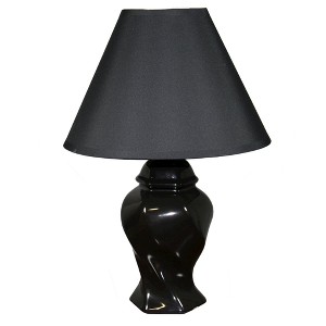 13" Traditional Ceramic Table Lamp Black - Ore International: Glossy Finish, Bedroom Accent, UL Listed - 1 of 3