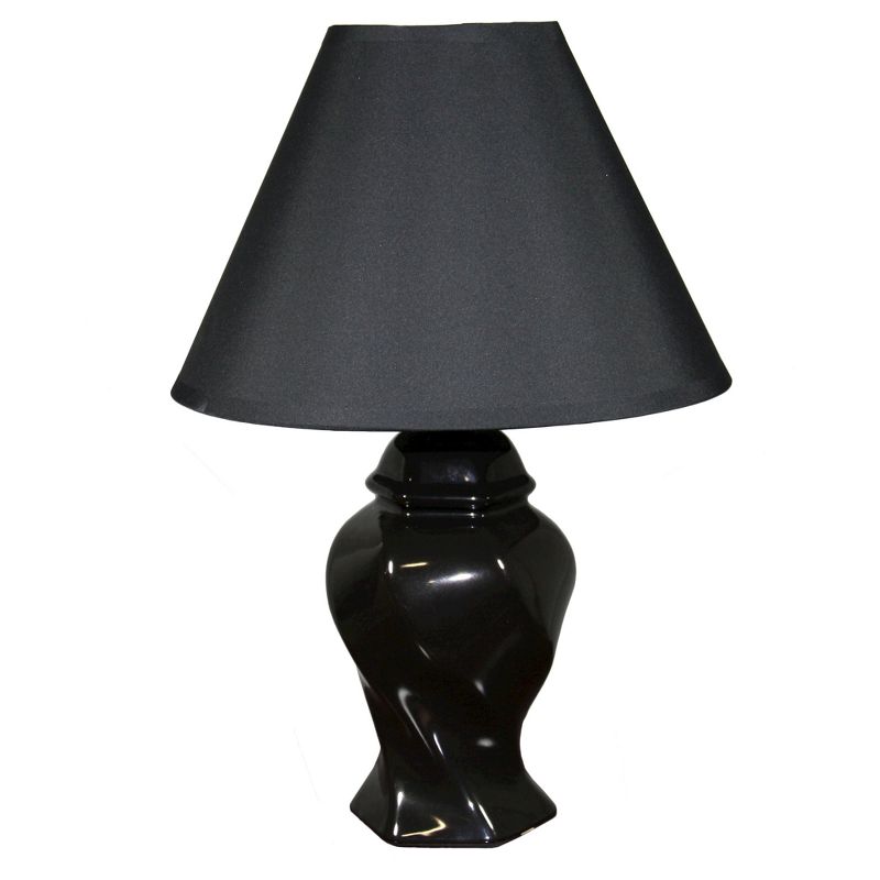 13&#34; Traditional Ceramic Table Lamp Black - Ore International, 1 of 5