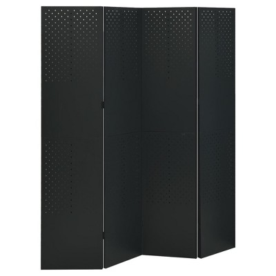 vidaXL 4-Panel Room Divider in Black - 63"x70.9" Steel Privacy Screen - Easy-to-Assemble, Multipurpose Room Partition