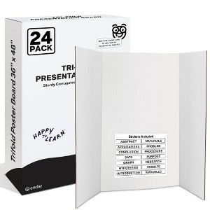 Trifold Poster Board 36" x 48" White Presentation Board - Self-Adhesive Science Subtitles included - For School, Fun Projects & Business Presentations - 1 of 4