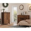 Farmhouse 5 Drawer Dresser for Bedroom, 48" Tall Wood Dresser Chest of Drawer with Sliding Barn Door, Adjustable Shelf, Storage Organizer - 3 of 4