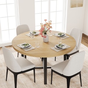 47" Round Industrial Dinner Table for 4 to 6, Circle Wooden Kitchen Table with Sturdy Metal Frame & Rustic Finish for Dining Room, Kitchen - 1 of 4