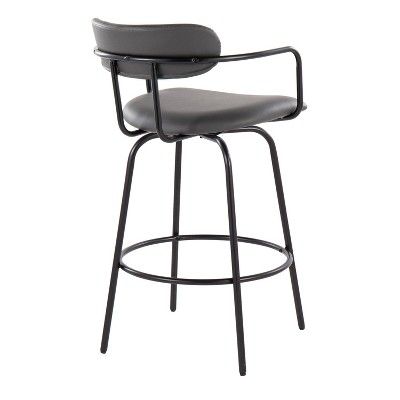 Demi 26" Gray Faux Leather Swivel Counter Stools, Set of 2