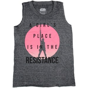 Star Wars A Girl's Place Is In The Resistance Women's Muscle Tank Adult - 1 of 4