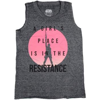 Star Wars A Girl's Place Is In The Resistance Women's Muscle Tank Adult