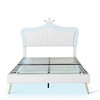 Queen Size Upholstered Bed Frame with LED Lights and Crown Headboard - 4 of 4