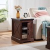 TIRAMISUBEST Farmhouse End Table,Farmhouse End Table with Barn Door and Adjustable Storage Shelf,Rustic Nightstand for Living Room, Bedroom - 3 of 4