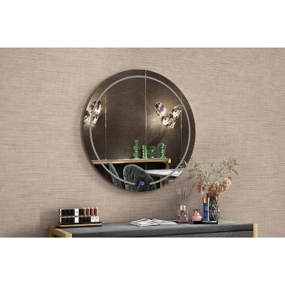 Whiteline Modern Living Valerie LED Round Wall Mirror, No Frame