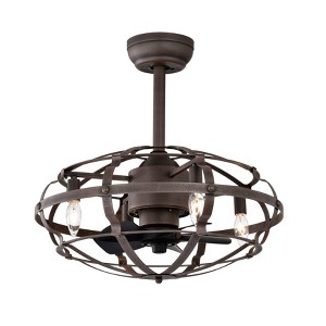Best Selling Modern Enclosed Ceiling Fan Indoor with Remote Control and Bladeless, Rust Red Industrial Ceiling Fan Light Kit - 1 of 4