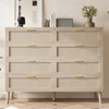 Yellow 8-Drawer Rattan Dresser, Farmhouse Chest with Golden-Handled Drawers, 5-Sturdy-Legs, Wood Storage Organizer for Bedroom, ing Room - 2 of 4