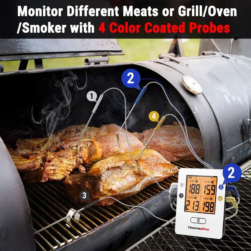 ThermoPro TP25W Bluetooth Meat Thermometer with 500FT Wireless Range 4-Probe Android/iOS Compatible Smart Grill Smoker Thermometer, 5 of 7